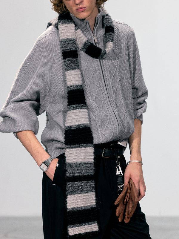 C2h4 010 - Fair Isle Knit Track Jacket Mildness Gray