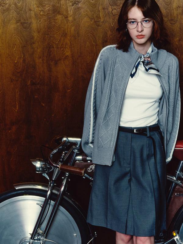 C2h4 010 - Fair Isle Knit Track Jacket Mildness Gray