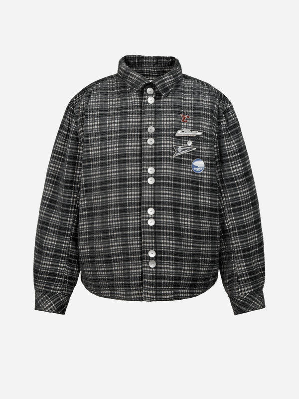 c2h4 010 - Gridlines Puffer Shirt Dark Gray