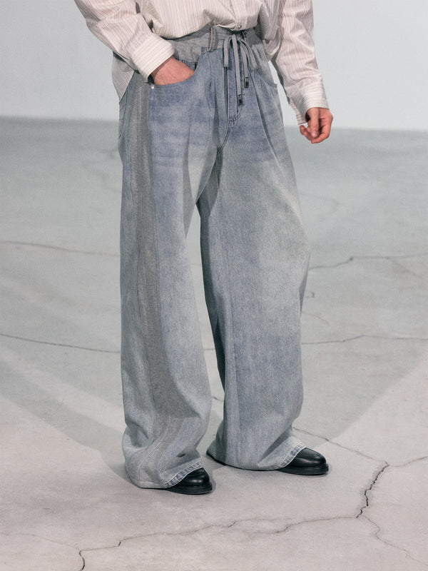 C2h4 010 - Paneled Sweat Jeans Gray & Blue