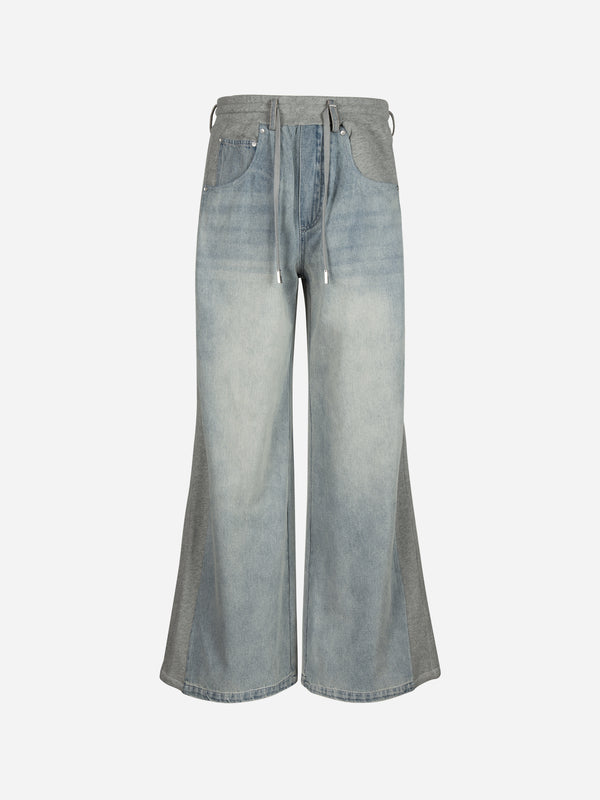 c2h4 010 - Paneled Sweat Jeans Gray & Blue