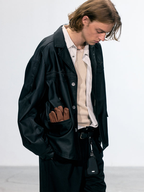 C2h4 010 - Texas Leather Jacket Brush Black