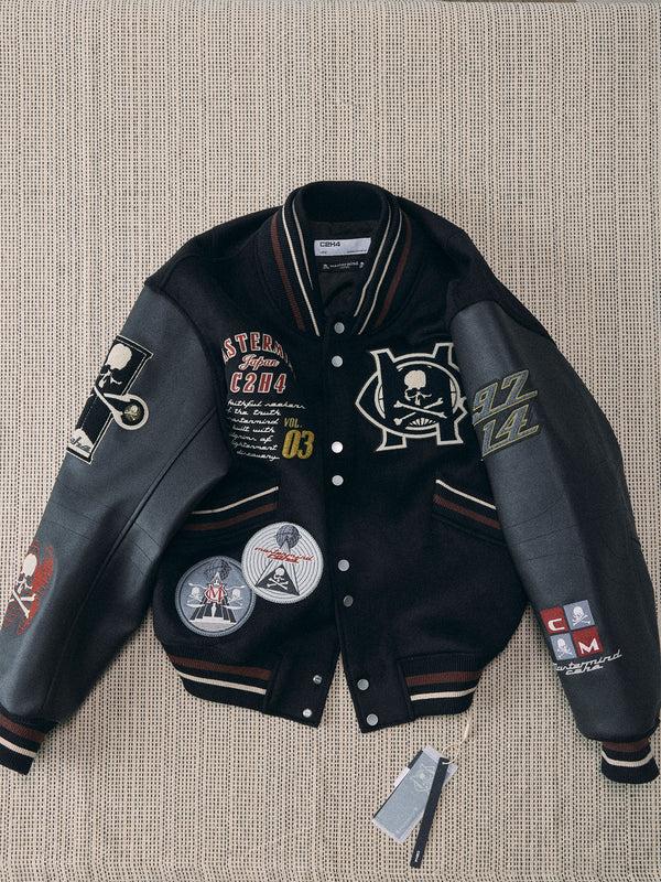 C2h4 C2H4 X Mastermind JAPAN Vol.3 Curvilinear Varsity Jacket Silent Black