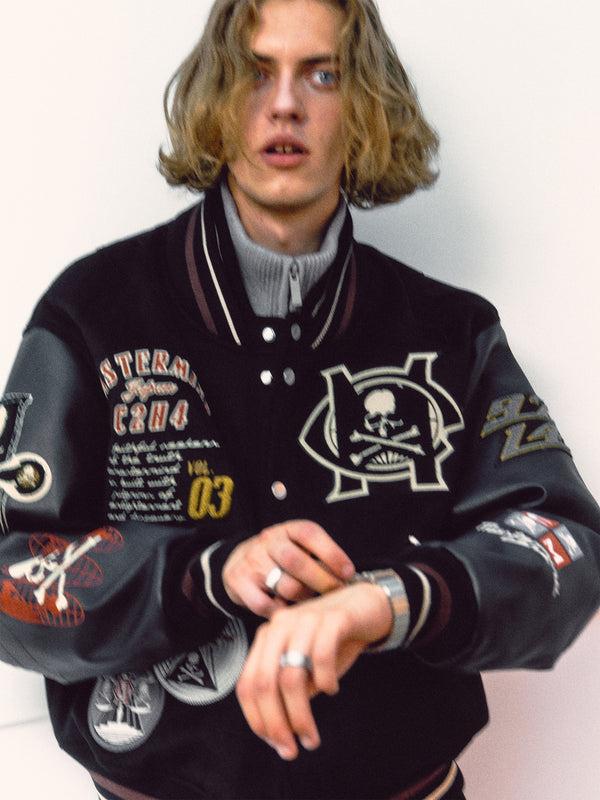 C2h4 C2H4 X Mastermind JAPAN Vol.3 Curvilinear Varsity Jacket Silent Black