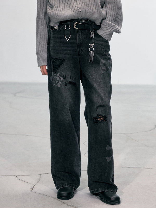 C2h4 C2H4 X Mastermind JAPAN Vol.3 Totem Laser Jeans Faded Black