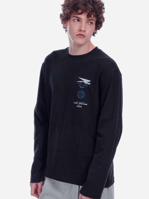 c2h4 Pan Am® × C2H4® Badge Longsleeves Charcoal Black