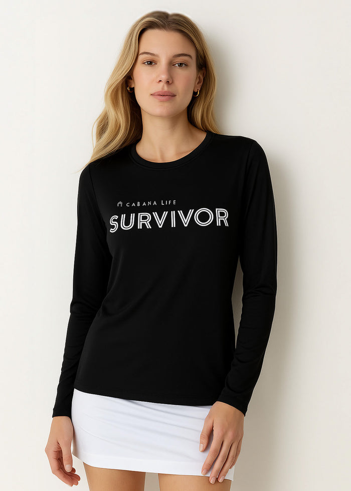 cabana life Black Unisex Long Sleeve Survivor Performance Shirt