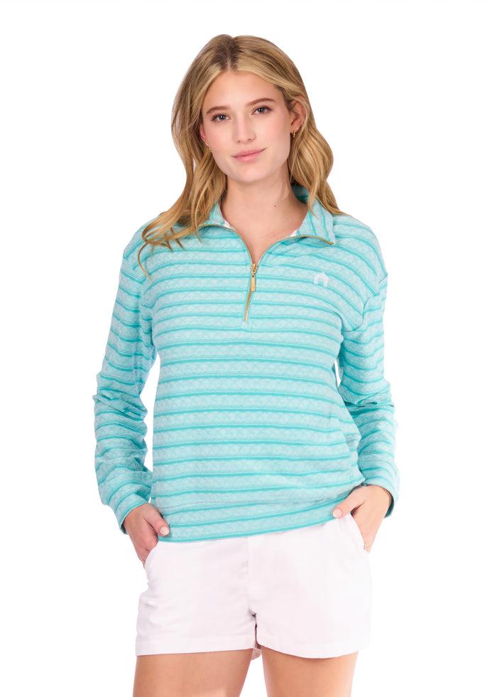 Cabana Life Aqua Half Zip Pullover