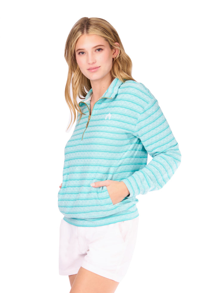 Cabana Life Aqua Half Zip Pullover