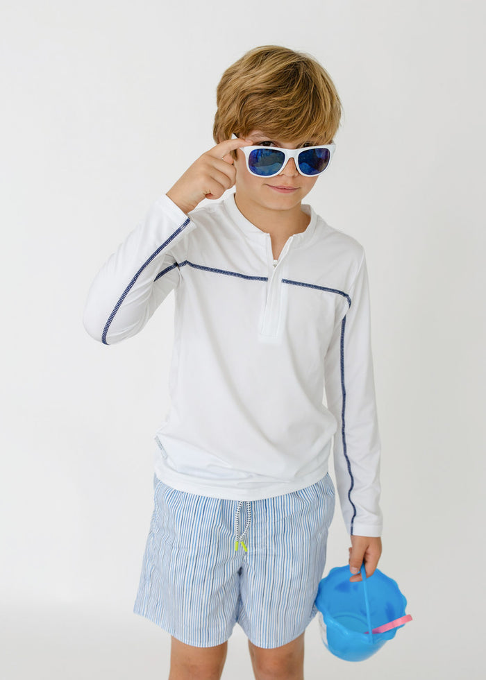Cabana Life Boys White Sport Zip Top