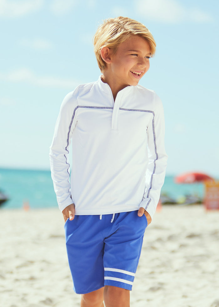 cabana life Boys White Sport Zip Top