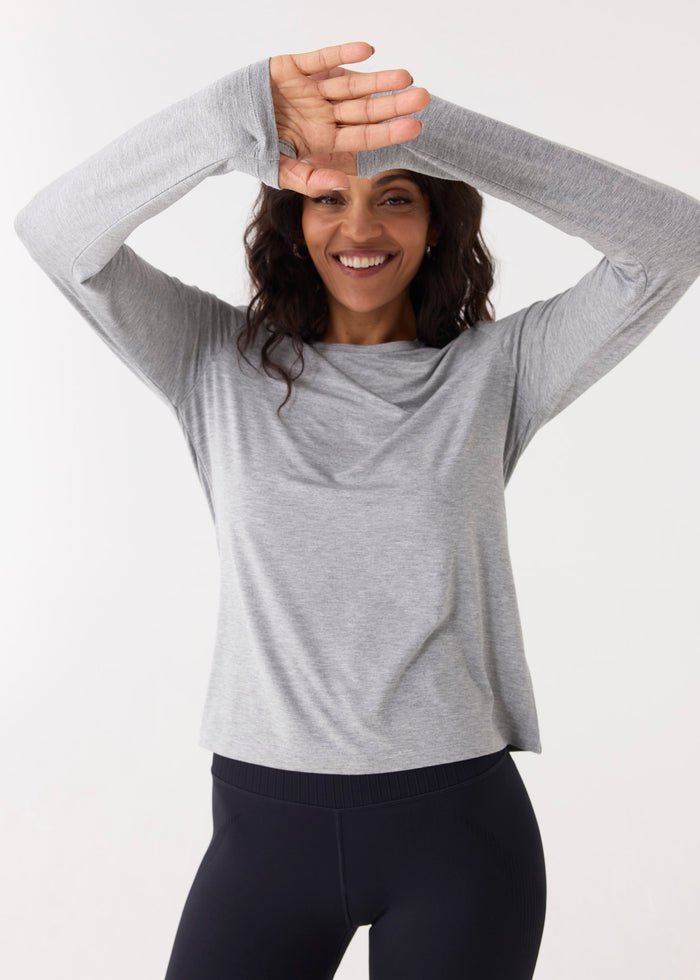 Cabana Life Grey Bamboo Long Sleeve Top
