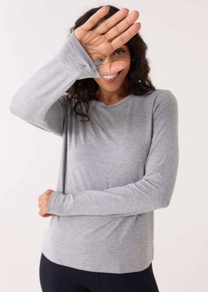 Cabana Life Grey Bamboo Long Sleeve Top
