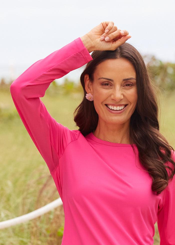 Cabana Life Magenta Long Sleeve Performance Top