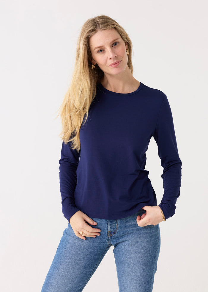Cabana Life Navy Bamboo Long Sleeve Top
