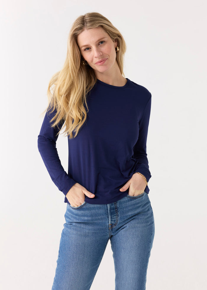 cabana life Navy Bamboo Long Sleeve Top