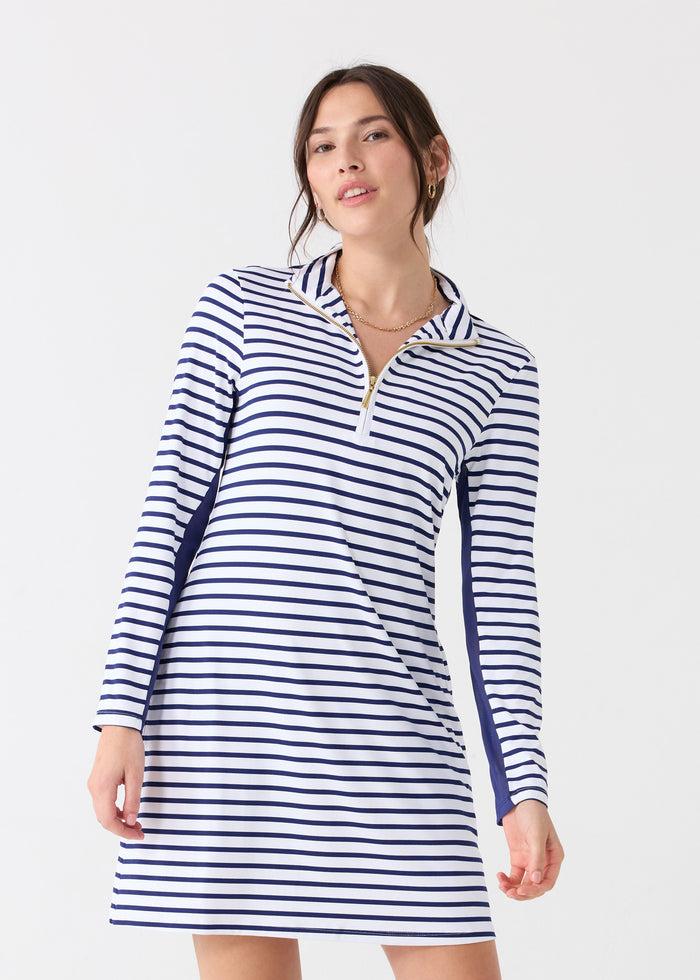 cabana life Navy Stripe 1/4 Zip Sport Dress