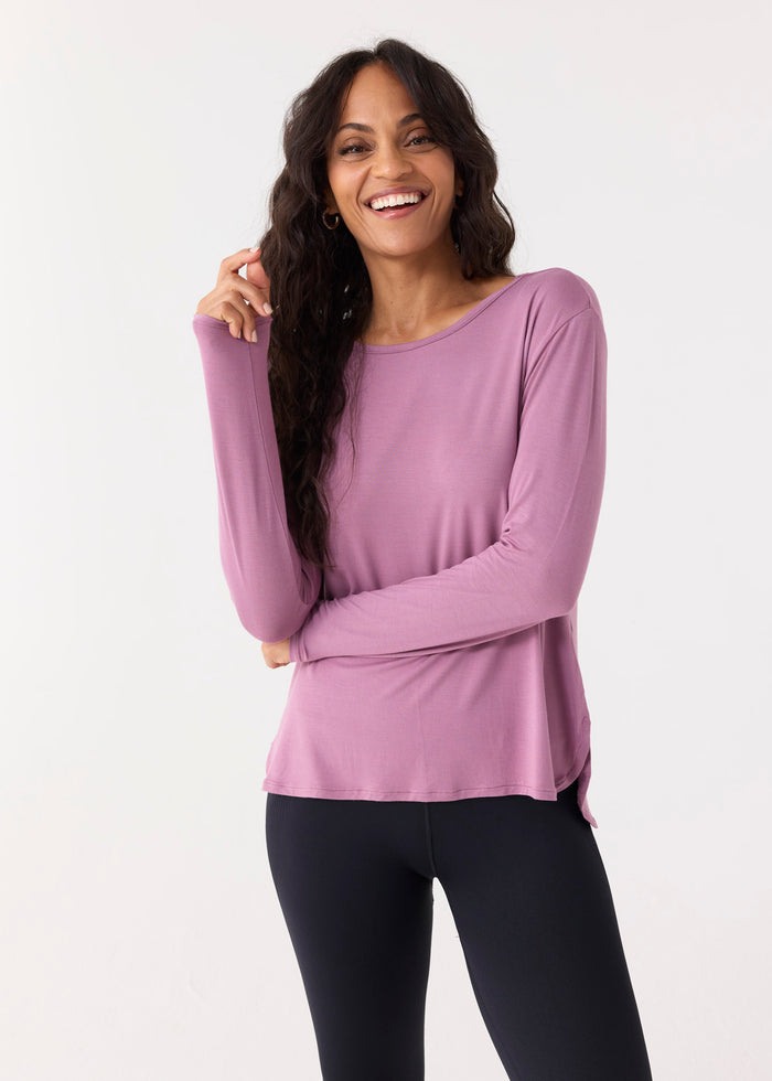 Cabana Life Orchid Hi/Lo Bamboo Long Sleeve Top