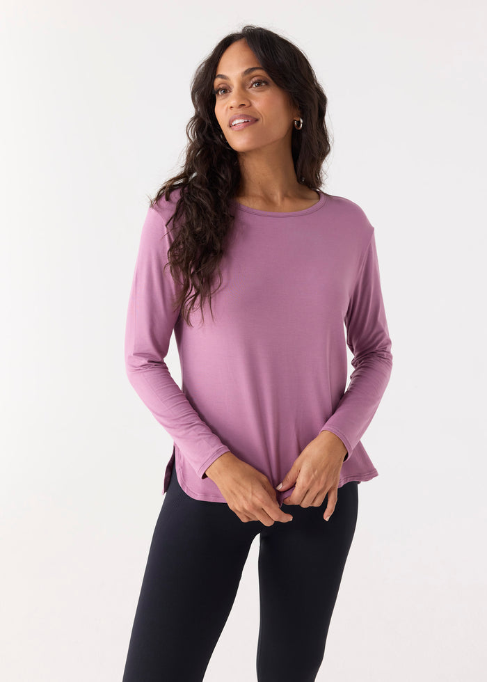 cabana life Orchid Hi/Lo Bamboo Long Sleeve Top