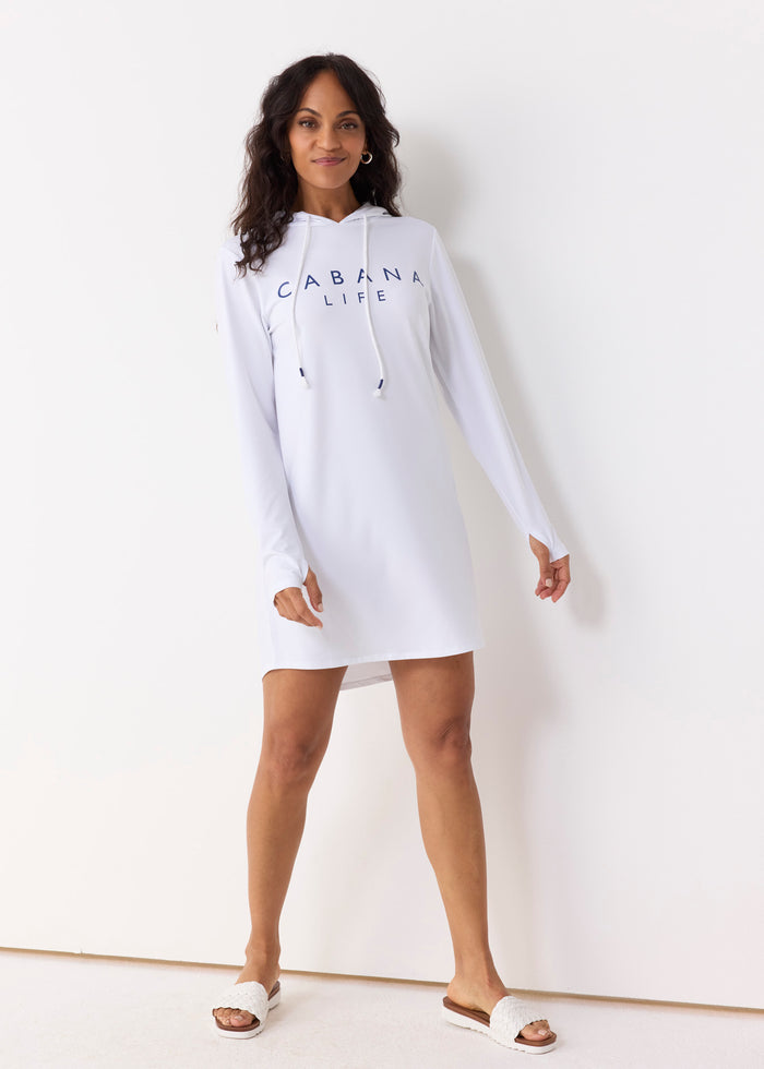 Cabana Life White Cabana Life Hoodie Dress