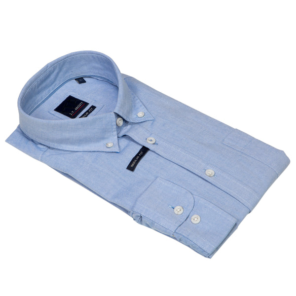 cabano Ascott Light Blue Long Sleeved Cotton Shirt Big and Tall Light Blue