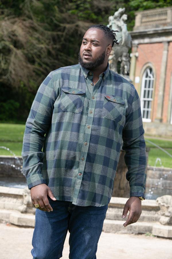 Cabano D555 Garfield Check Shirt G K Dark Green