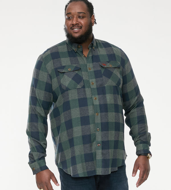 cabano D555 Garfield Check Shirt G K Dark Green