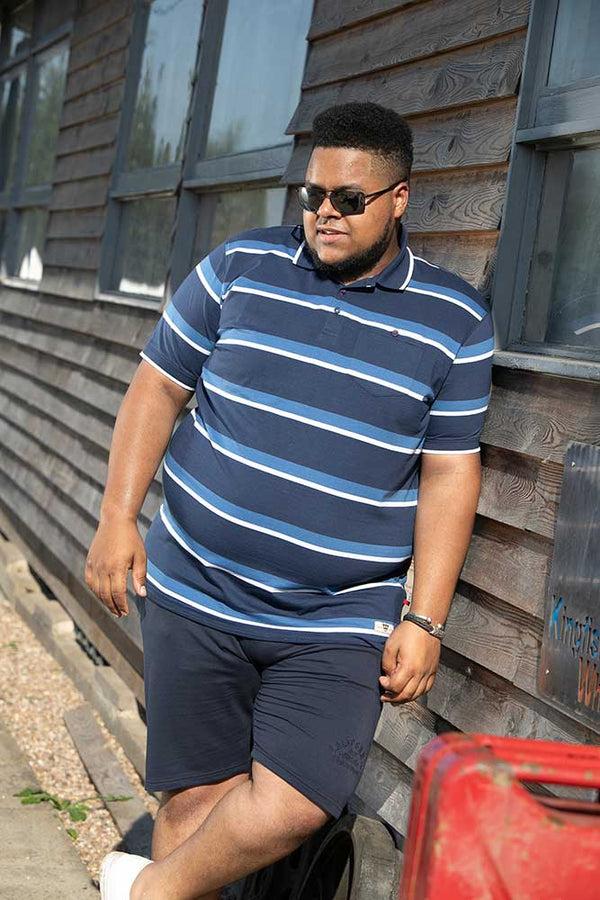 Cabano D555 Hobson Striped Pique Polo K Navy