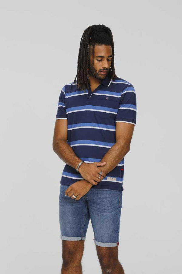Cabano D555 Hobson Striped Pique Polo R Navy