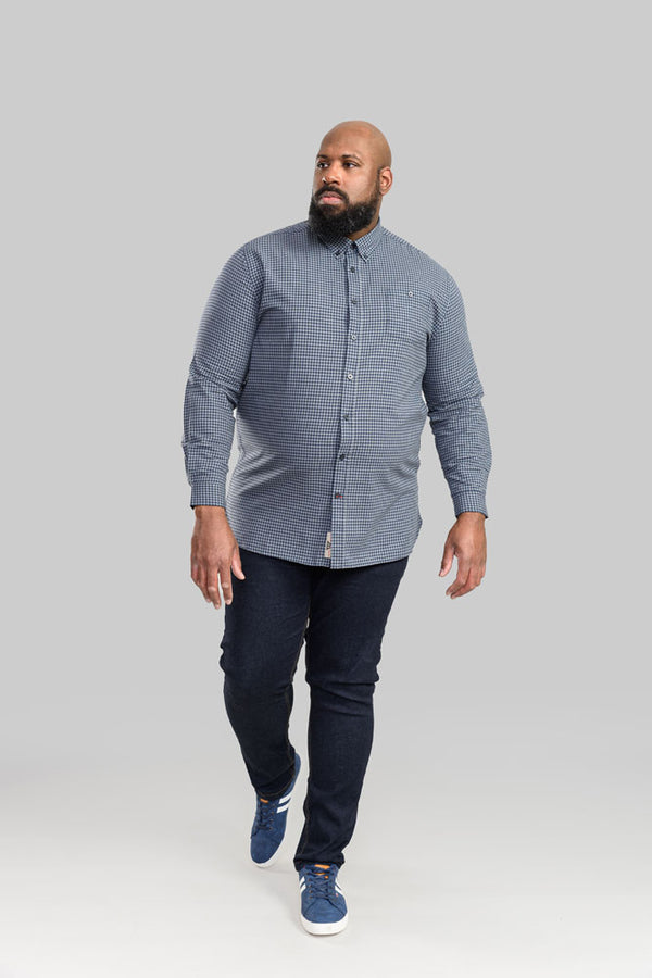 Cabano D555 Padstow Gingham Check Shirt K Blue