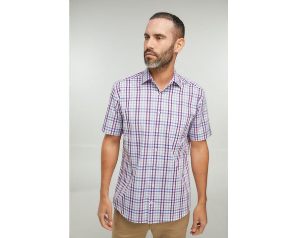 Cabano Double Two Check Shirt 1026 R Purple