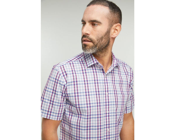 cabano Double Two Check Shirt 1026 R Purple