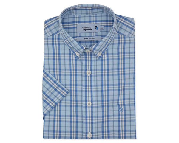 cabano Double Two Check Shirt 1027 K Light Blue