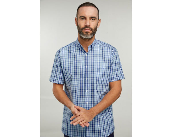 Cabano Double Two Check Shirt 1027 R Light Blue