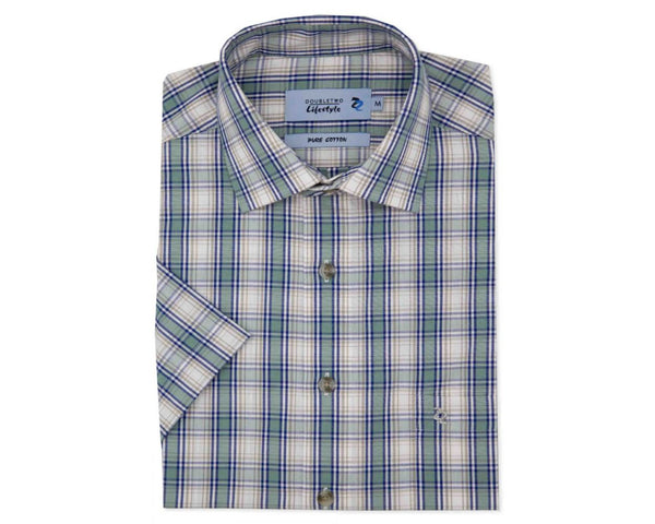 cabano Double Two Check Shirt 1028 K Light Green