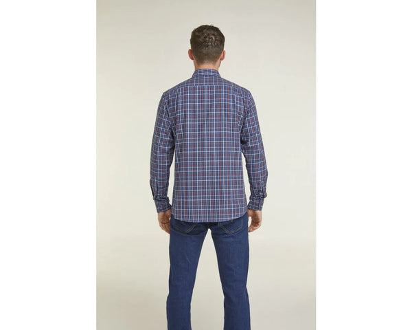 Cabano Double Two Check Shirt 1165 K Mid Blue
