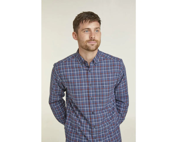 cabano Double Two Check Shirt 1165 K Mid Blue