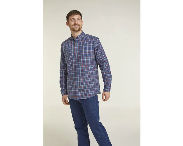 Cabano Double Two Check Shirt 1165 K Mid Blue
