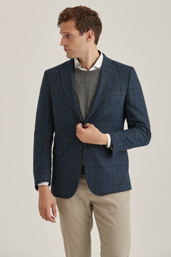 Cabano Erla Check Jacket 8056 K Blue