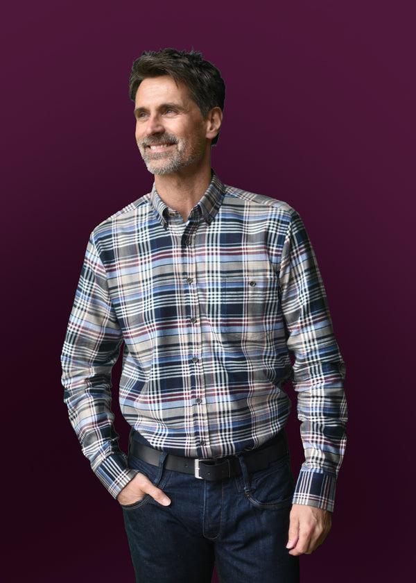 cabano Gcm Check Shirt 5714 K Wine