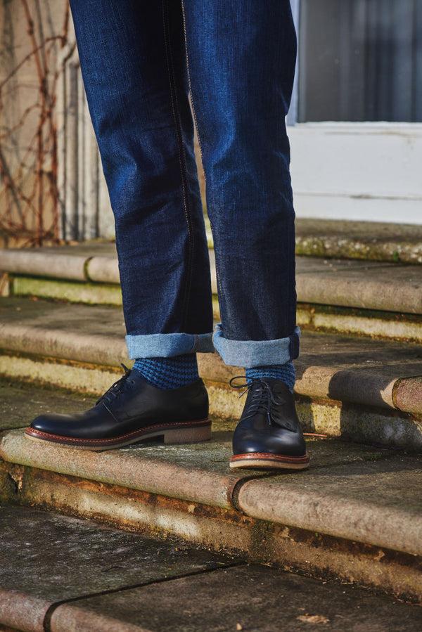 Cabano Hj Houndstooth 988 Socks R Blue