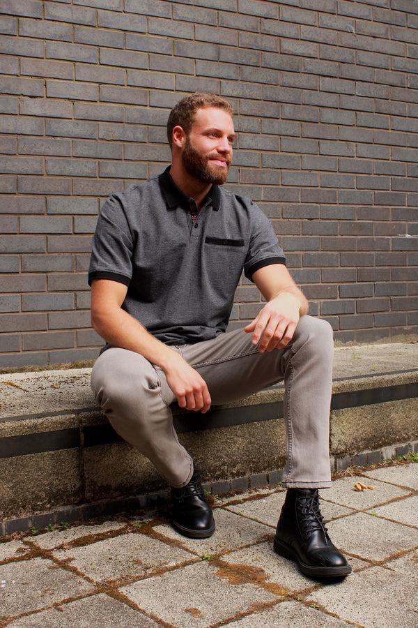 Cabano Kam Dobby Pique Polo 5500 B K Black