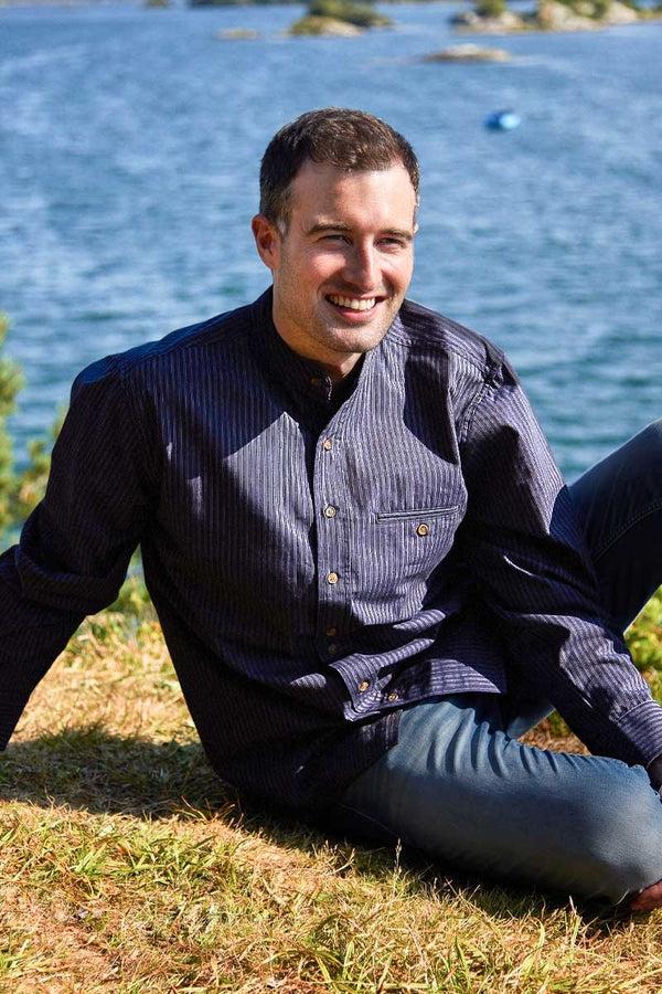 Cabano Lee Valley Grandad Shirt Fl18 K Navy