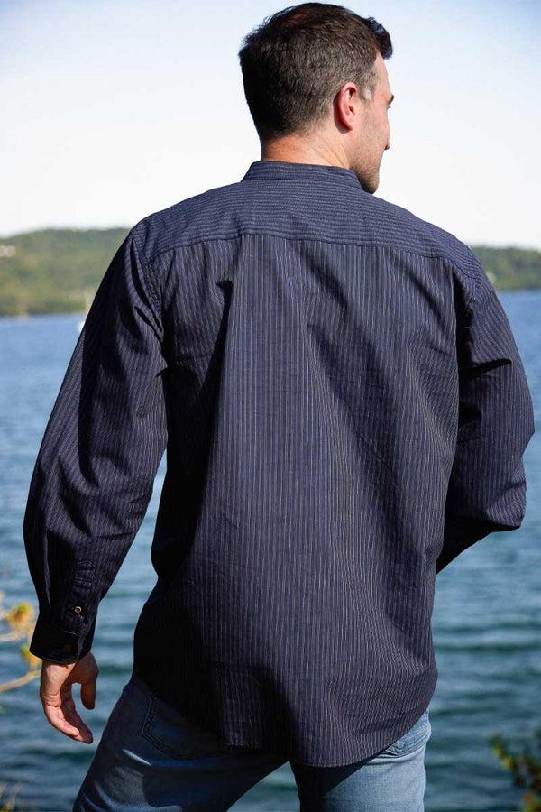 Cabano Lee Valley Grandad Shirt Fl18 R Navy