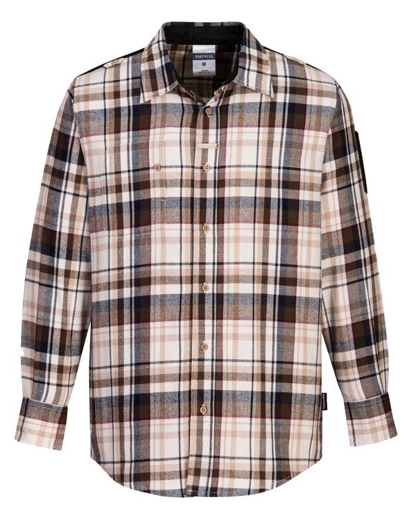 cabano Portwest Kx3 Flannel Check Shirt K Brown