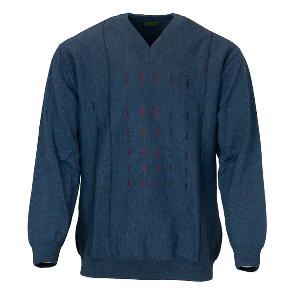 cabano Swallow V-Neck Jumper 2301 B K Mid Blue