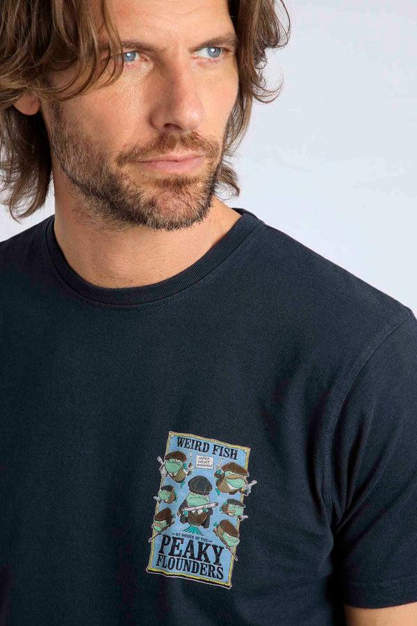 Cabano Weird Fish Peaky Flounders T-Shirt N R Navy