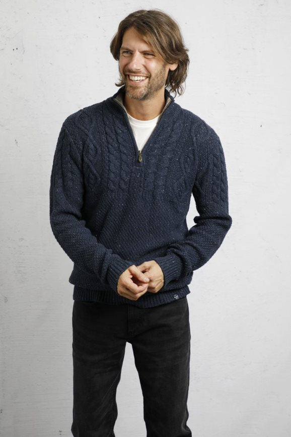 Cabano Weird Fish Ponty 1/4 Zip Jumper N K Navy