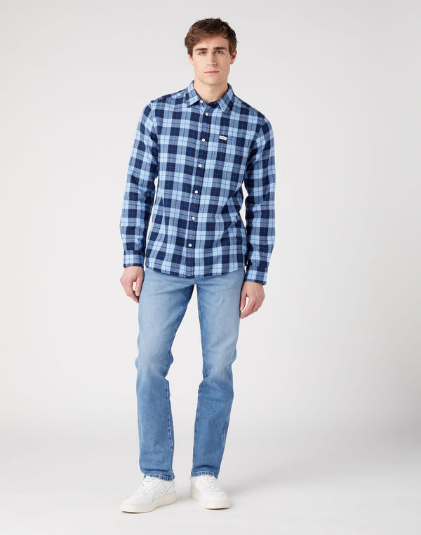 Cabano Wrangler Check Shirt Cerulean R Light Blue