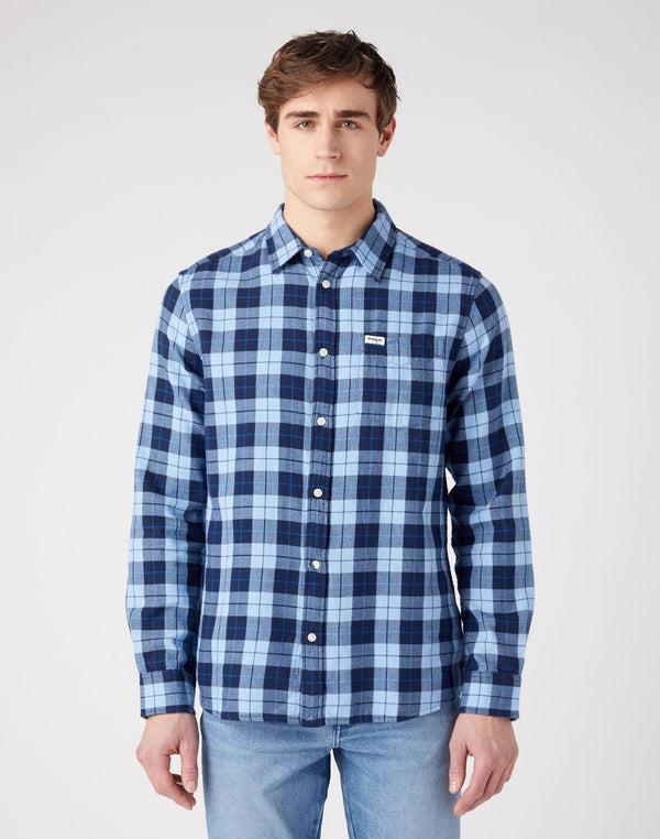 cabano Wrangler Check Shirt Cerulean R Light Blue